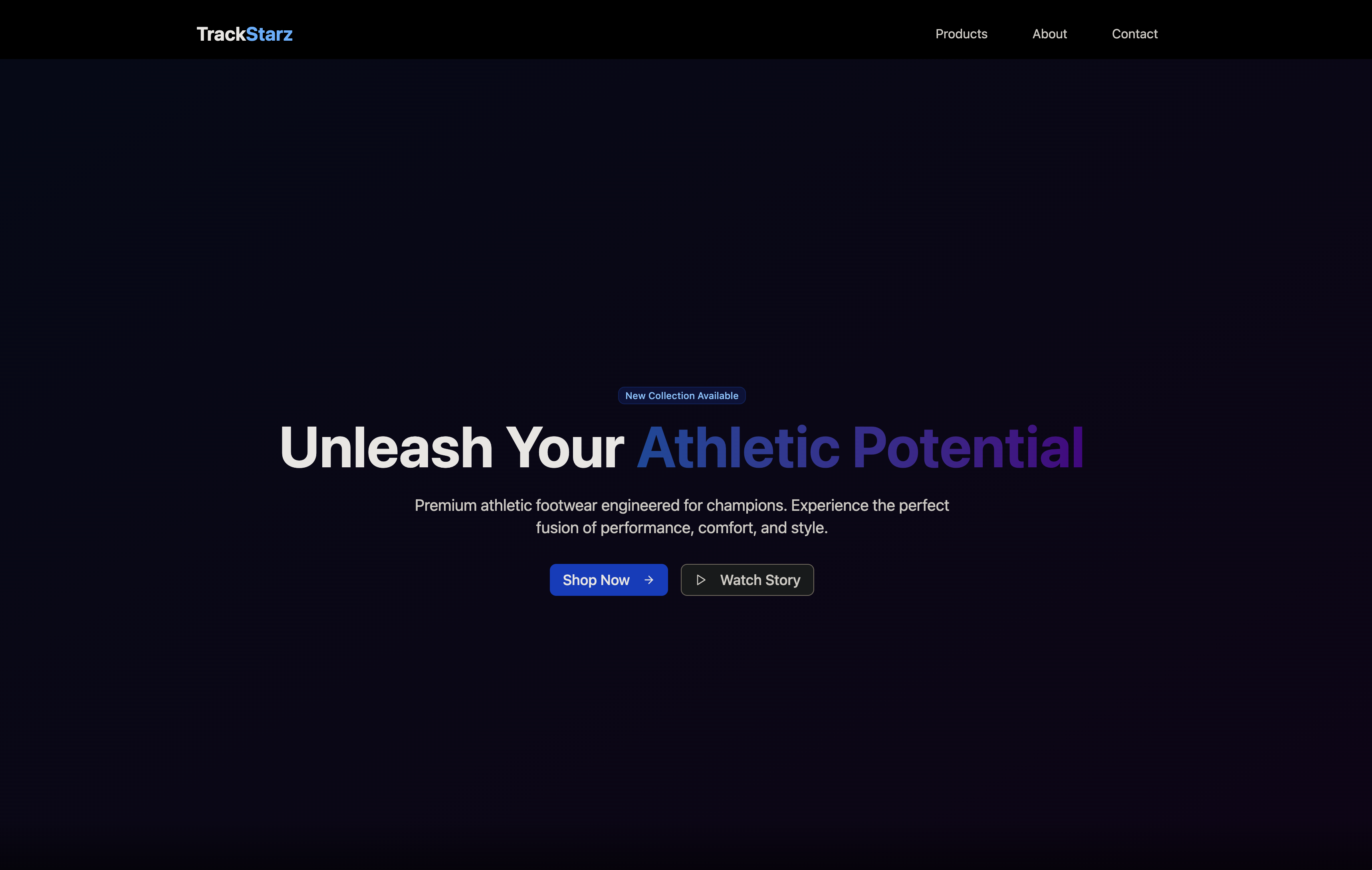 Modern, dark-themed landing page