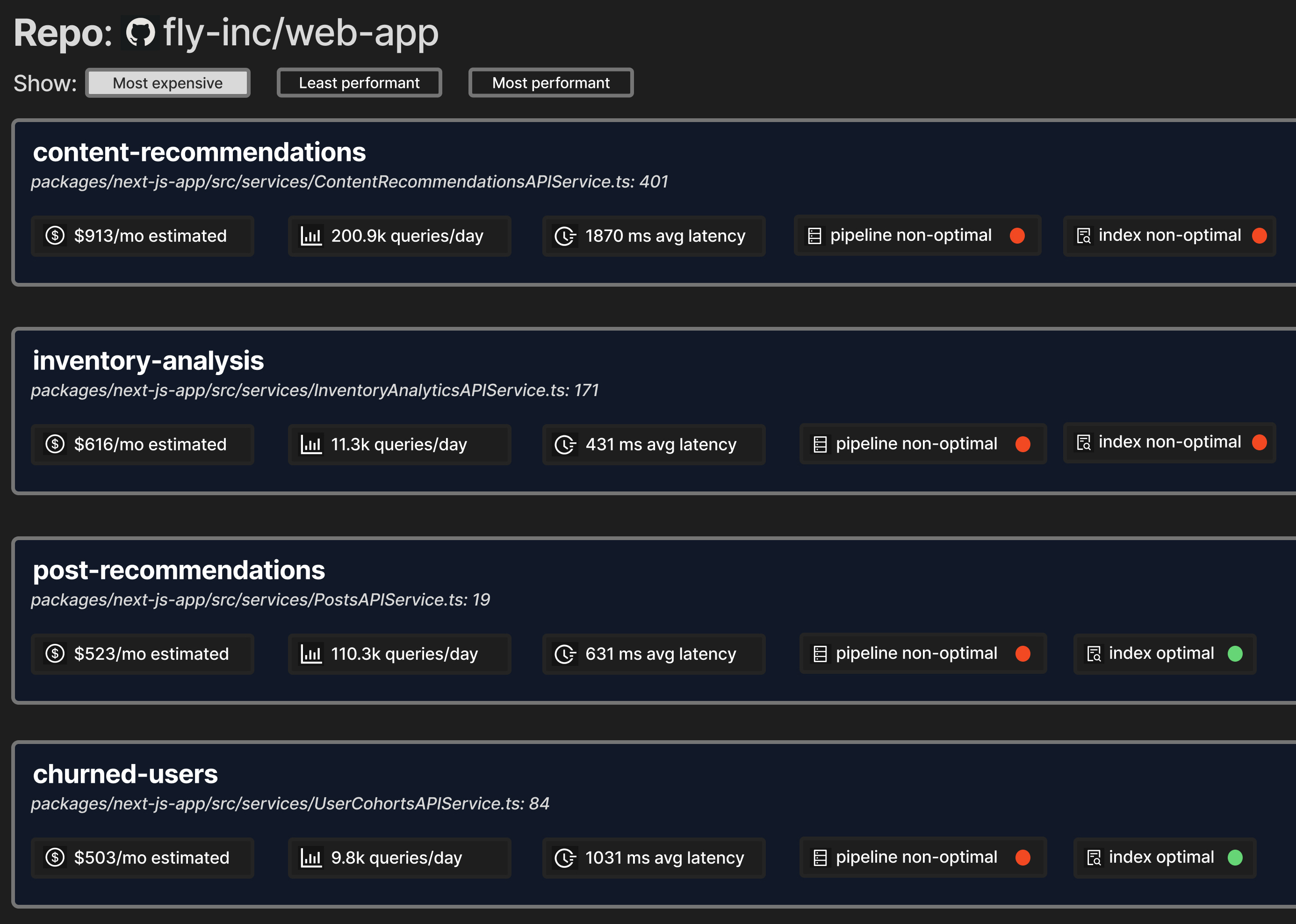 Scanned query list